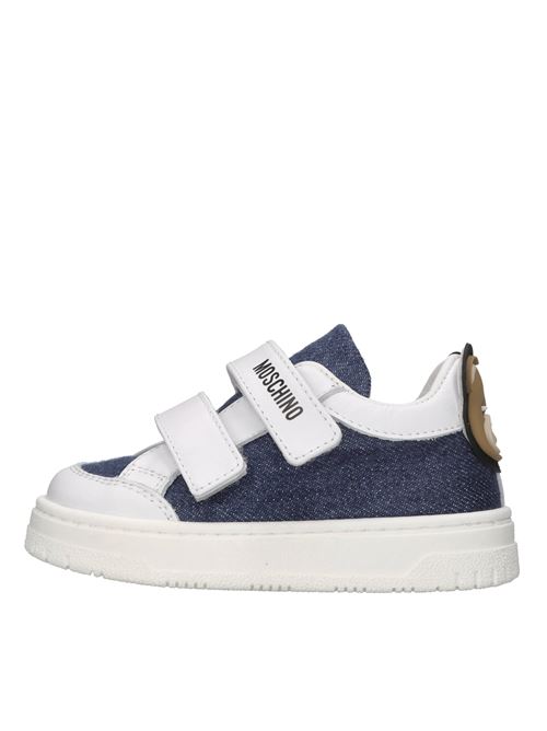 Sneakers in pelle ecopelle e tessuto MOSCHINO | 80481 GINEVRA/DODO 5JEANS-BIANCO